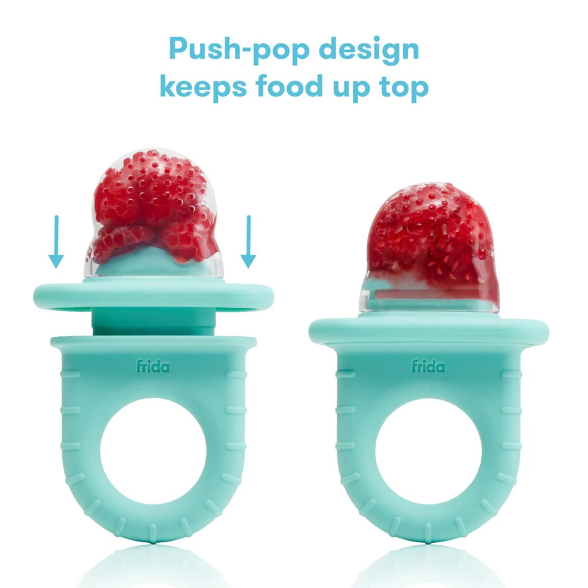 Frida Baby Push Pop Baby Food Feeder - Light Teal Blue - Innovative Push Pop Design